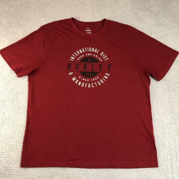 Hurley Shirt Mens XXL 2XL Red Solid Skater Boardsports Surf Outdoor Graphic Tee‎ - Picture 1 of 7